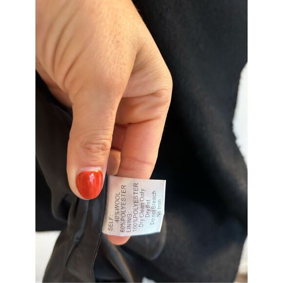 LRA Asymmetrical Black Wool Blend Open Front Coat Size M Waterfall Fall - Picture 9 of 10